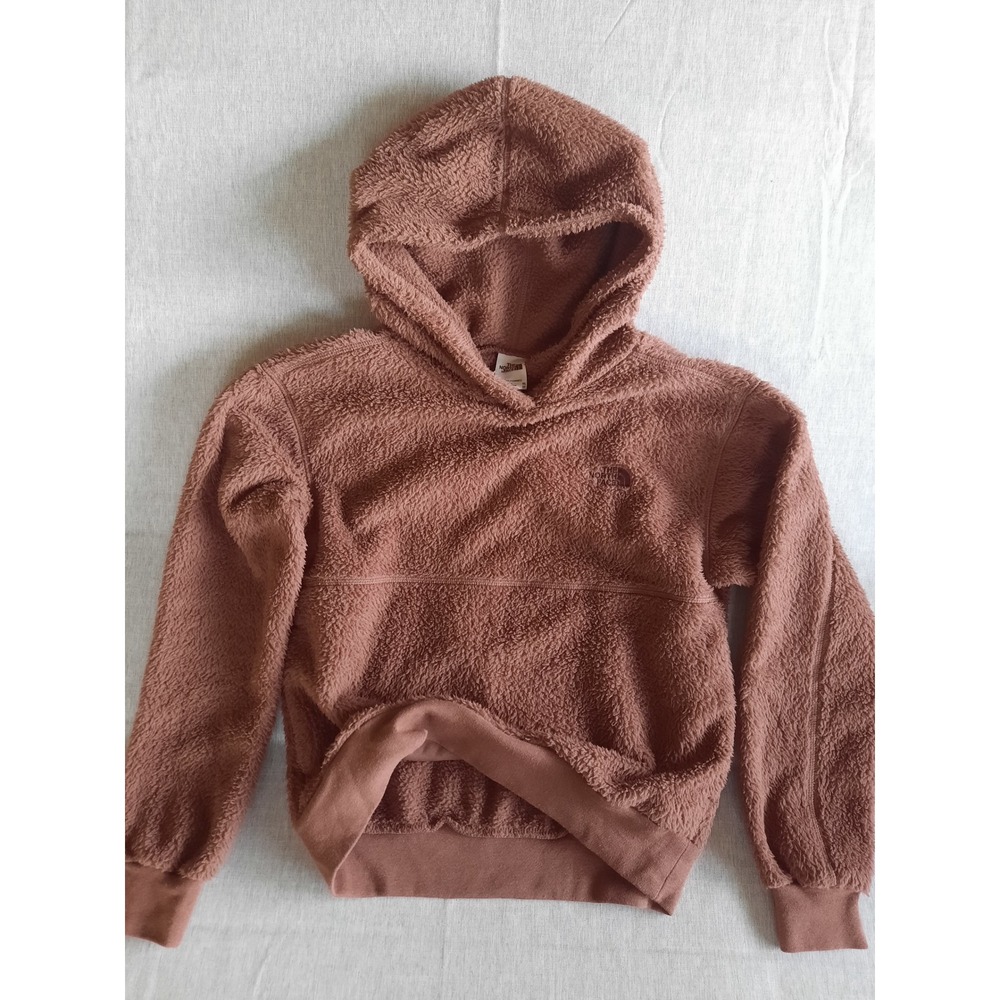 The North Face Women Fleece Bears Hoodie Drawstring Jacket Tan Brown XS Pullover